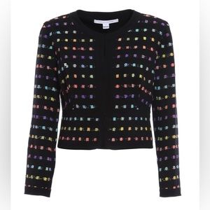 Diane Von Furstenberg Alberta Tweed Jacket Blazer Black/Multicolor Size 6